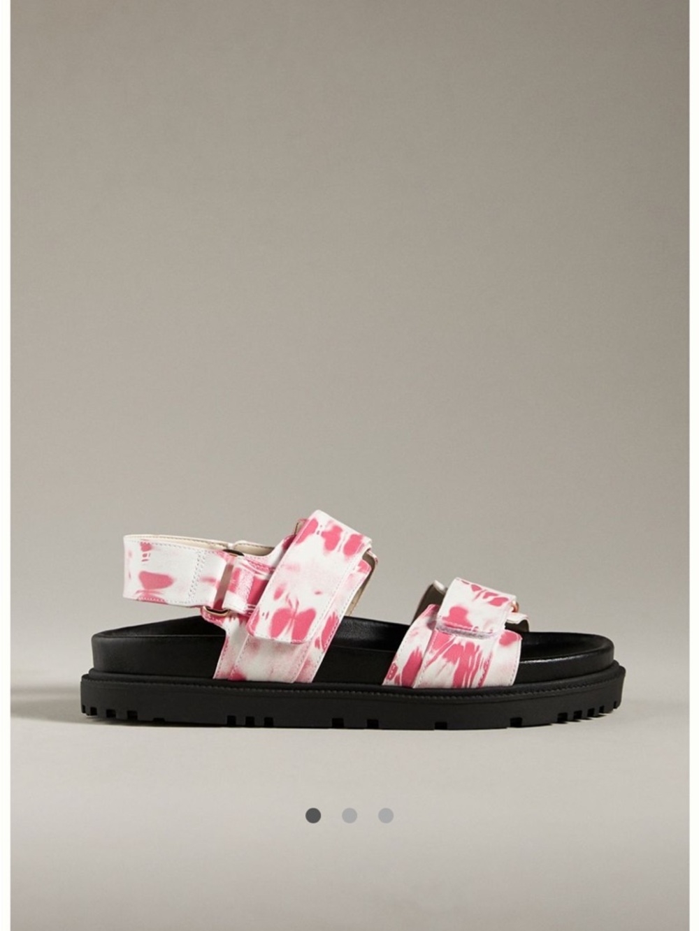 Anthropologie Pink Tie-Dye Strap Sandals with Black Sole